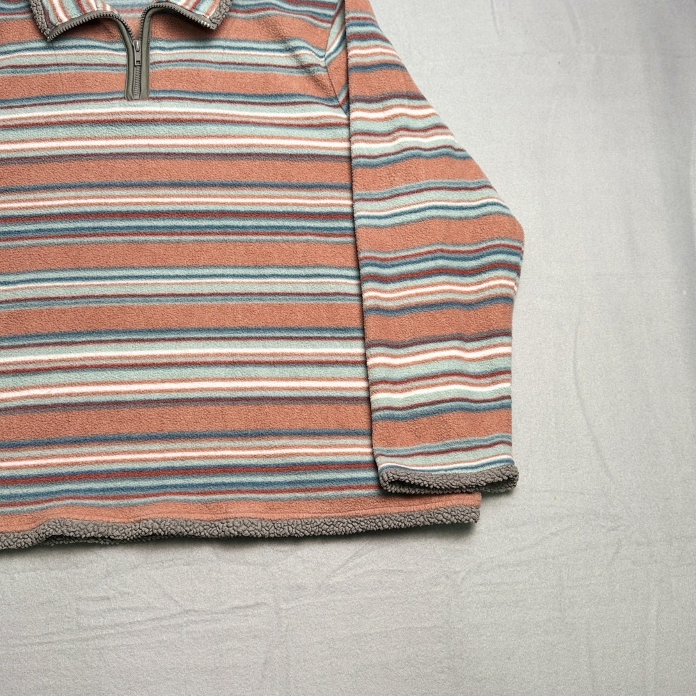 Women's Fleece 1/4 Zip Pullover Shirt Earth Tone Stripes 2XL by North River EUC - Picture 7 of 15